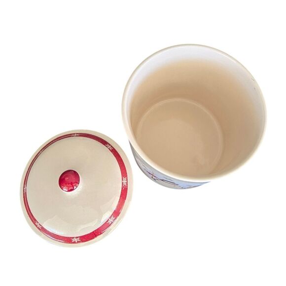 Royal Seasons Holiday Christmas Snowmen Stoneware Canister Cookie Jar Safe - Picture 2 of 6